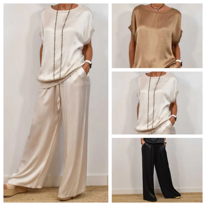 Ensemble Deux Pièces Élégant En Satin